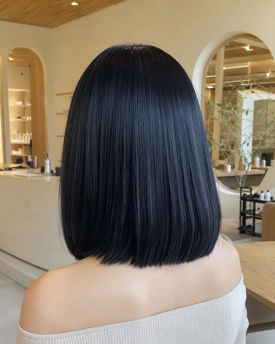 Glass bob: Blunt cut · blue black